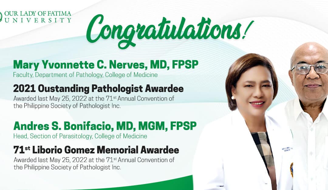 Pathologist Society lauds OLFU Ace Professors: Dr. Bonifacio and Dr. Nerves