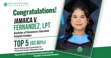 OLFU Antipolo alumnus places Top 5 in March 2026 LEPT EDUC TOP 5 JAMAICA WEB
