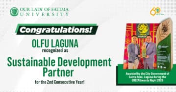 OLFU Recognized as Sustainable Development Partner at Santa Rosa GREEN Awards for Second Consecutive Year LAGUNA SUSTAINABILITY WEBSITE
